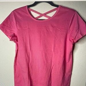 Pink Women's Top with Crisscross Back